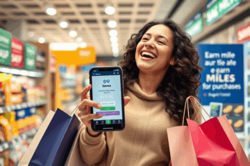 Kaupimas mylių už pirkinius su Savee programa.