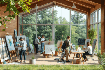 Menininkai dirba kūrybiniuose projektuose laikinas rezidencijas.