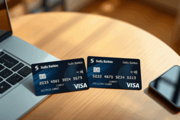 Šiaulių Bankas Visa kortelė, suteikianti galimybę patogiai atsiskaityti už prekes ir paslaugas.