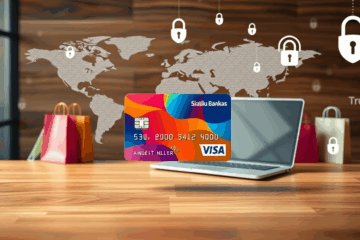 Šiaulių Bankas Visa kortelė, skirta patogiems mokėjimams ir finansinėms operacijoms.